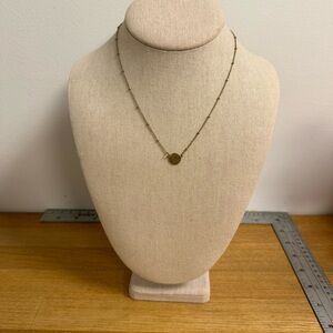 Gold tone beaded chain with plain circle pendant layering necklace